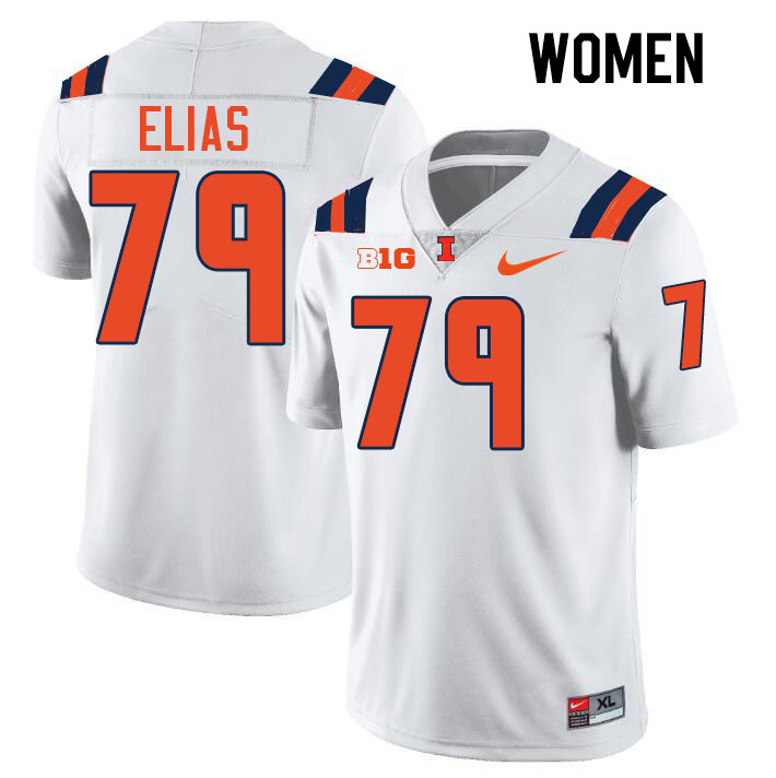 Women #79 Luciano Elias Illinois Fighting Illini College Football Jerseys Stitched-White